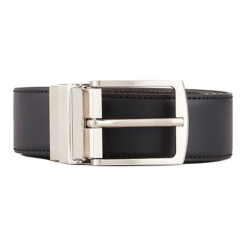 AMANI Cow Leather Belts Men's Black Width 3.2CM