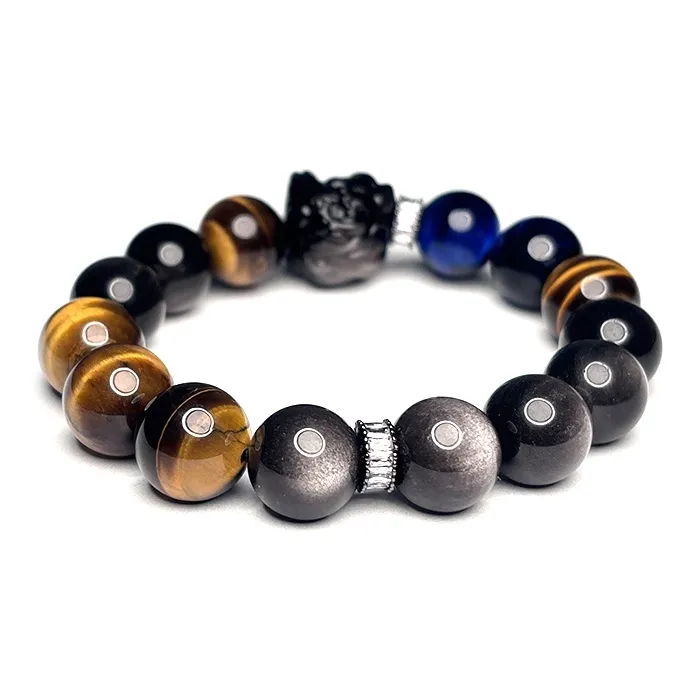 MOUNTAINS AND MANS Tiger's Eye Stone Luxury Good Luck Beaded Bracelet Men's-2