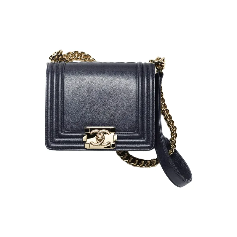 CHANEL Leboy22K Fall Winter Grain Embossed Calfskin Crossbody Bag, Shoulder Bag Mini Women's Dark Blue-0