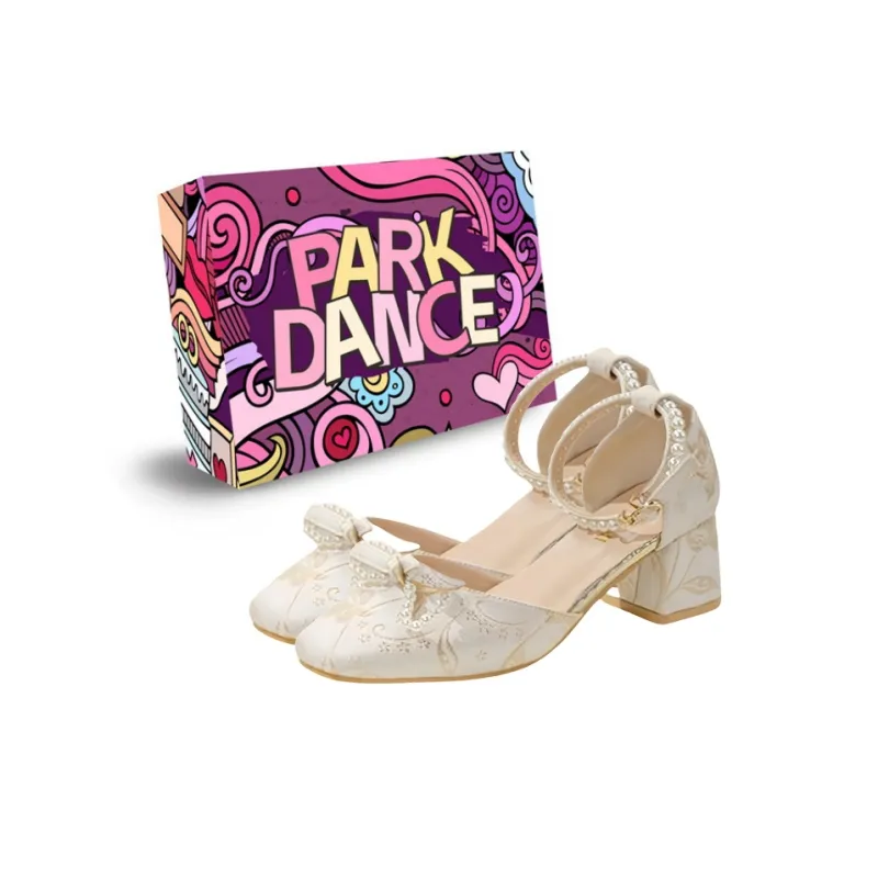 PARK DANCE Chunky Heel High Heels Women's Beige-0