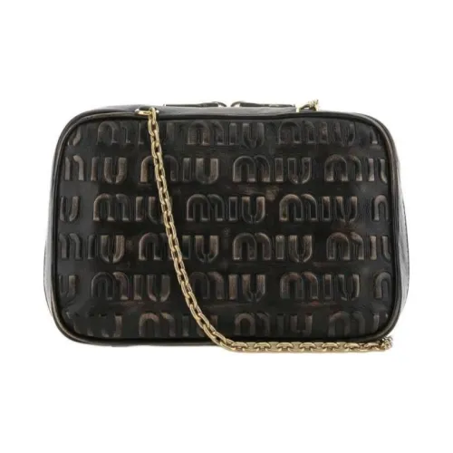 MIU MIU Leather Shoulder Bag Women's Brown