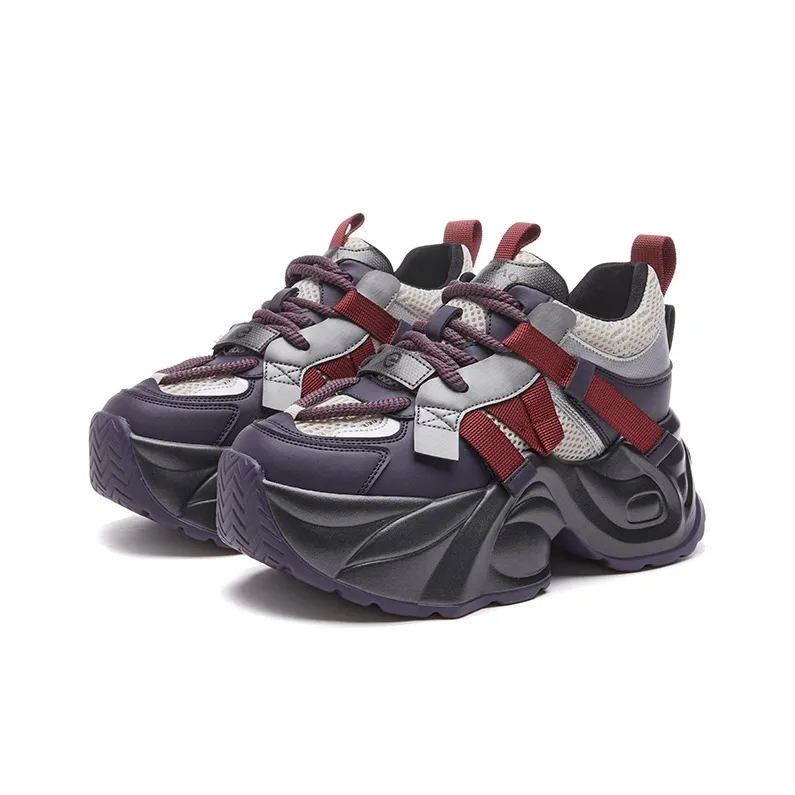 Kuding Wear-Resistant Breathable Height Increasing Low-Top Chunky Sneakers Women's-2