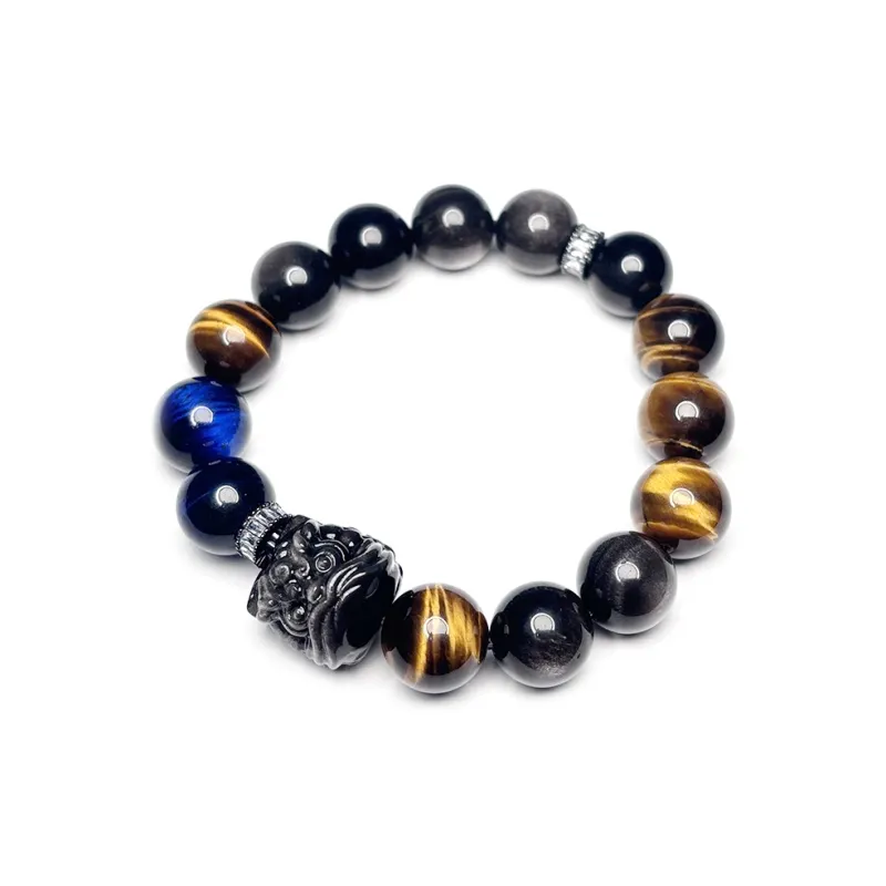 MOUNTAINS AND MANS Tiger's Eye Stone Luxury Good Luck Beaded Bracelet Men's-4