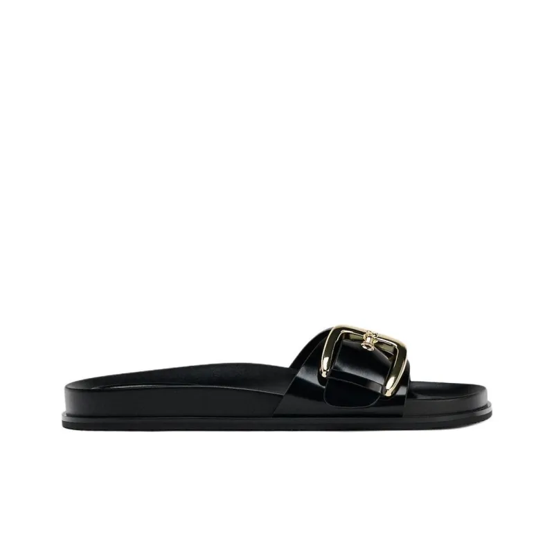 ZARA PU Polyurethane Abrasion Resistant Slide Slippers Women's Black-1