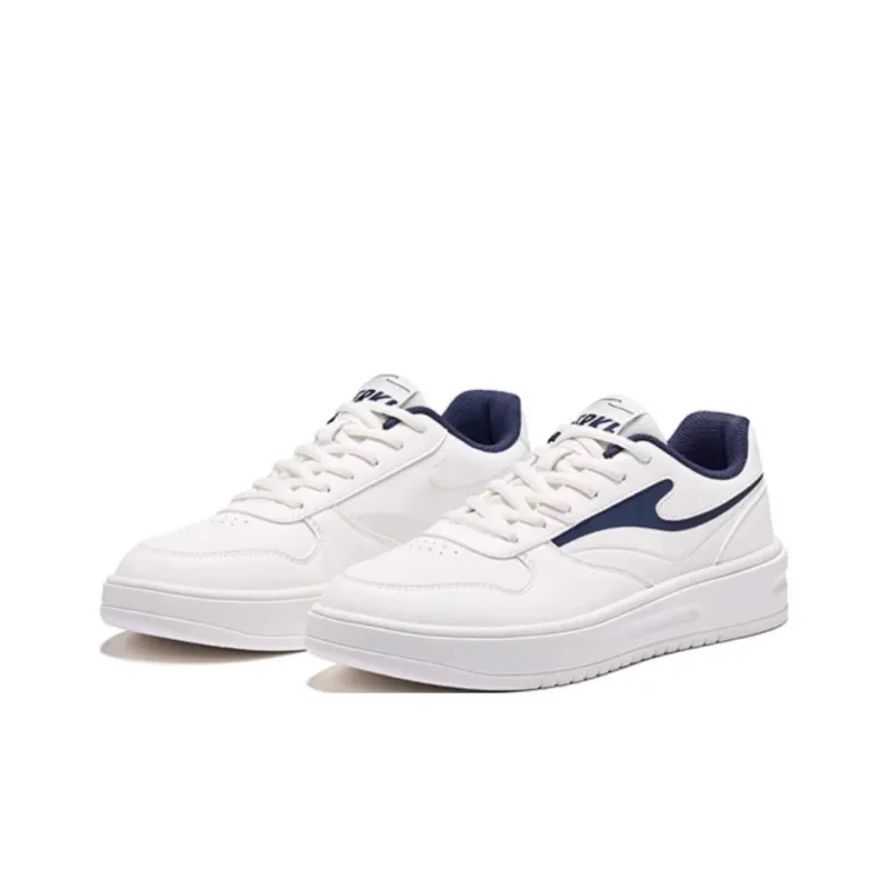 Erke Non slip Lightweight Low Top Skateboard Shoes Men's White Blue-1