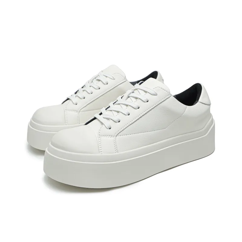 ESTEE GEEA Coverage Anti-Slip And Wear-Resistant Lightweight Height Increasing Low-Top Skateboard Shoes Unisex White-1