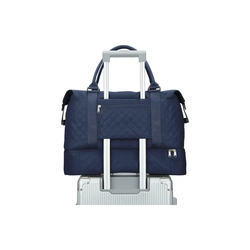 JEANSWEST Fabric Handbag Crossbody Bag Travel Bag Unisex Green/Ecru/Marine Blue-11