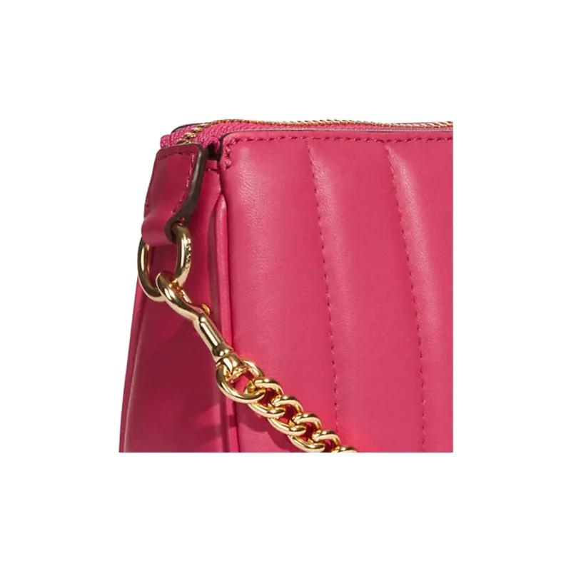 COACH Leather Mahjong Shoulder Bag Clutch Small Size Women's Pink-3