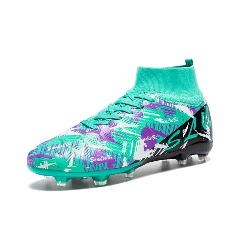Kuding Soccer Shoes Unisex High Top Pink/Gold/Yellow/Green-10