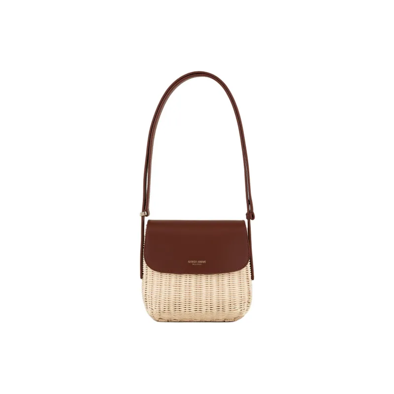 AMANI La Prima Leather Shoulder Bag Women's Brown-0