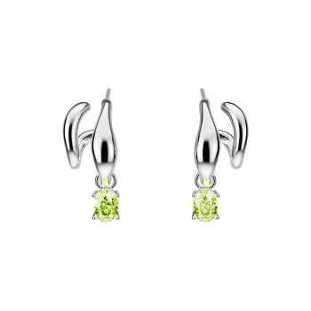 LELOUP Rhodium Plated Copper, Synthetic Cubic Zirconia Earrings Women's Green