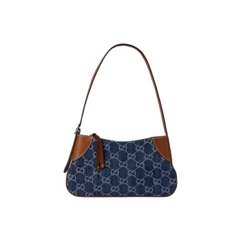 GUCCI GG Emblem Denim Shoulder Bag Extra Mini Women's Blue