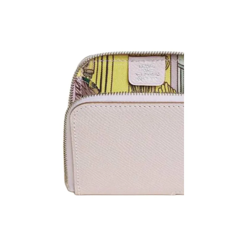 HERMES Silk'In Epsom Calfskin Wallet Women's Pink-3