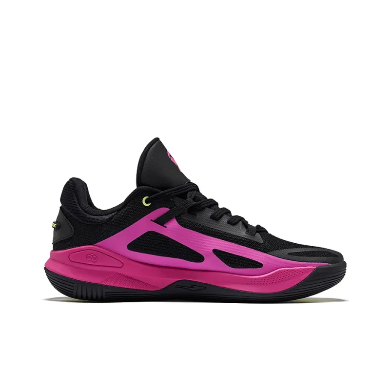 Erke Humble TD Cushioning Rebound Anti Rollover Low Top Basketball Shoes Men's Jet Black Laser Fuchsia-1