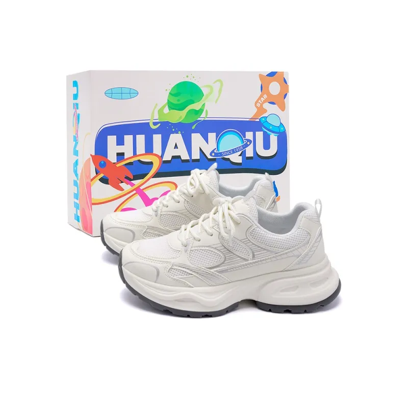 HUANQIU Height Increasing, Lightweight, Breathable, Slip Resistant Low Top Casual Running Shoes Women's Beige-7