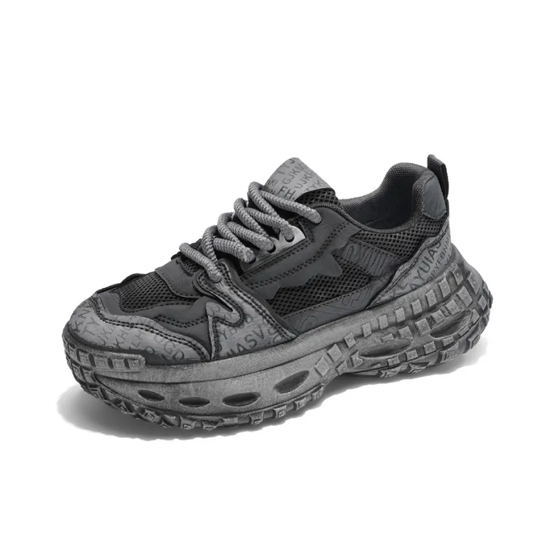 HACKBUTEER Cushioning Anti-Slip Wear-Resistant Breathable Height Increasing Low-Top Chunky Sneakers Men's Box Included-2