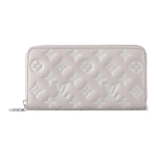 LOUIS VUITTON Zippy Lambskin Wallet Women's Gray White