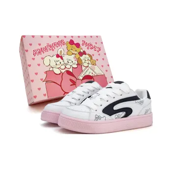 AQIUSHENG Street Style Students Party Low Top Skateboard Shoes Women's White Black Pink Box