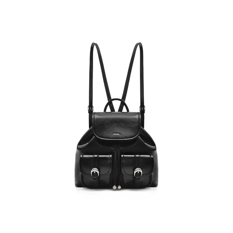 MUVA Cow Leather Backpack Medium Size Women's Twilight Black/Lunar Rock Silver-0