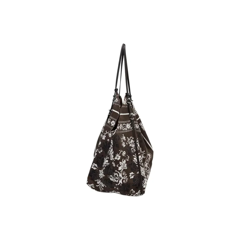 ZARA Cotton Tote Bag, Shopping Bag, Shoulder Bag Large Size Women's Brown-2