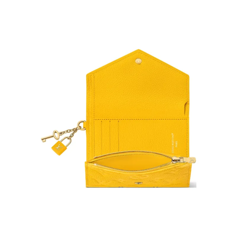 LOUIS VUITTON Victorine Cow Leather Wallet Women's Yellow-4