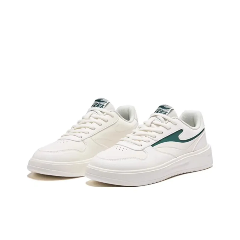 Erke Anti Slip And Wear Resistant Lightweight Low Top Skateboard Shoes Men's White Green-1
