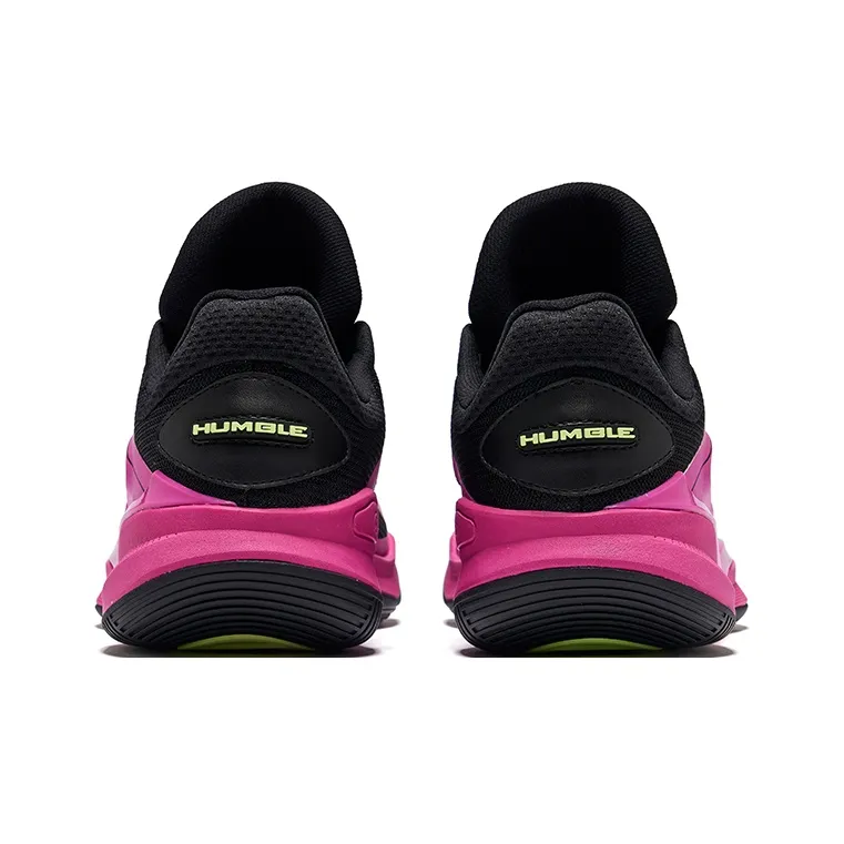Erke Humble TD Cushioning Rebound Anti Rollover Low Top Basketball Shoes Men's Jet Black Laser Fuchsia-3
