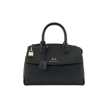 ARMANI EXCHANGEAE Polyurethane Boston Tote Bag, Tote Bag, Shopping Bag, Crossbody Handbag Women's Black