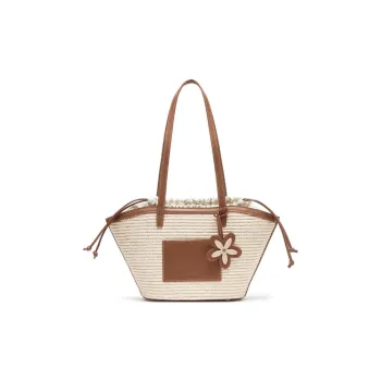 Staccato Fabric Tote Bag, Shopping Bag, Shoulder Bag Tubas Women's Classical Style Ecru