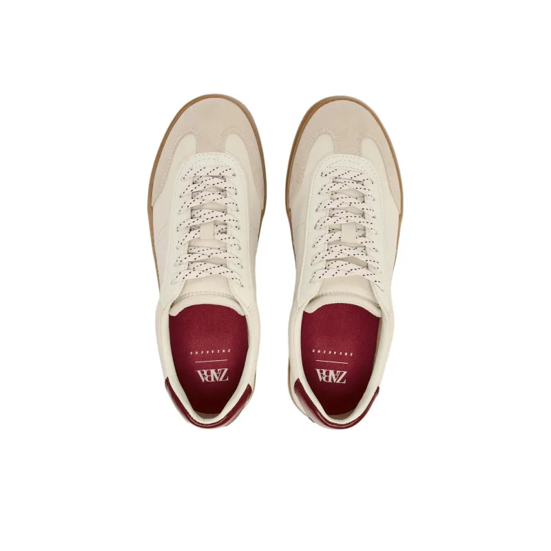 ZARA Low Top Skateboard Shoes Women's Beige-3