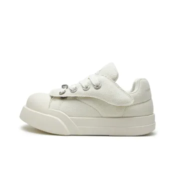 ESTEE GEEA Wear Resistant Lightweight Breathable Height Increasing Low Top Skateboard Shoes Unisex White