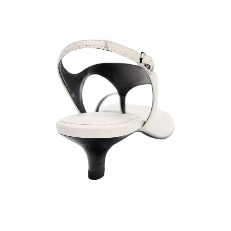 ZARA One Strap Sandals 5cm Women's White-4