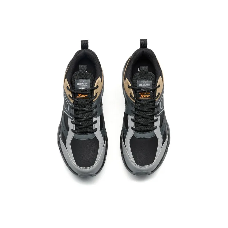 XTEP Abrasion Resistant Slip Resistant Low Top Trekking Shoes Men's Black/Elegant Gray/Charcoal Gray-3