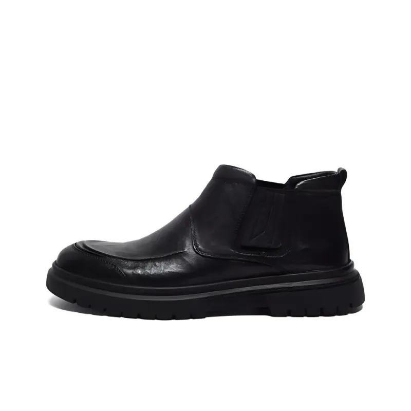 Ruomini Ankle-Length Chelsea Boots Low Heel Men's Black-0