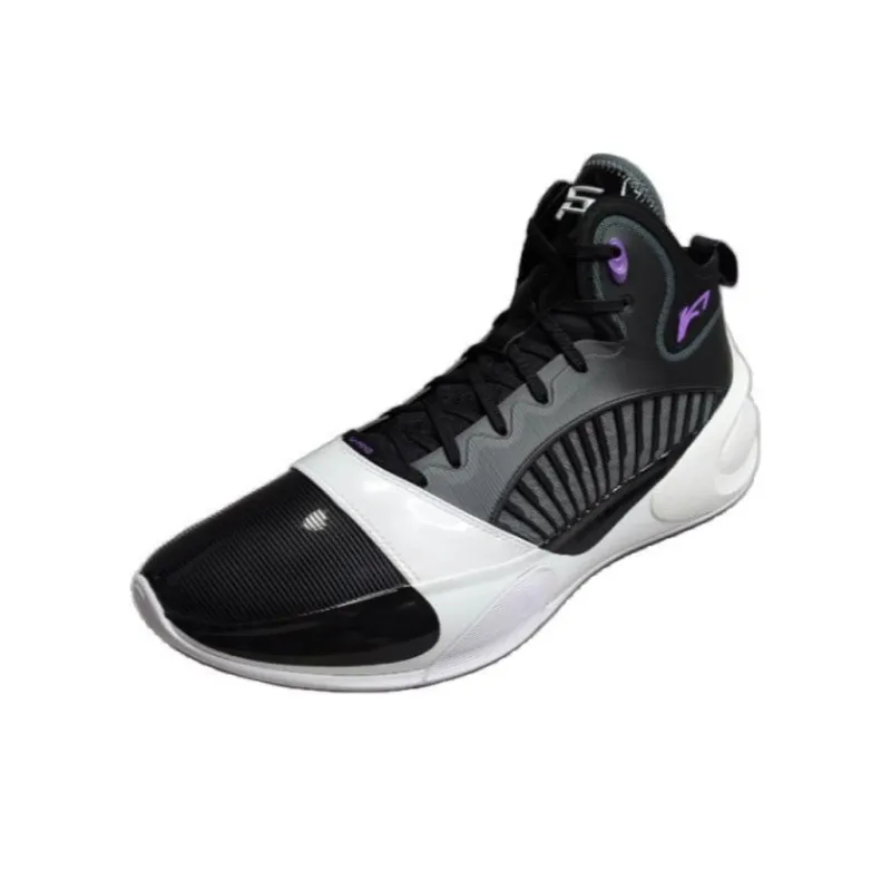 LiNing YuShuai 17 Anti Slip And Wear Resistant Coverage Mid Top Basketball Shoes Men's Black White-1