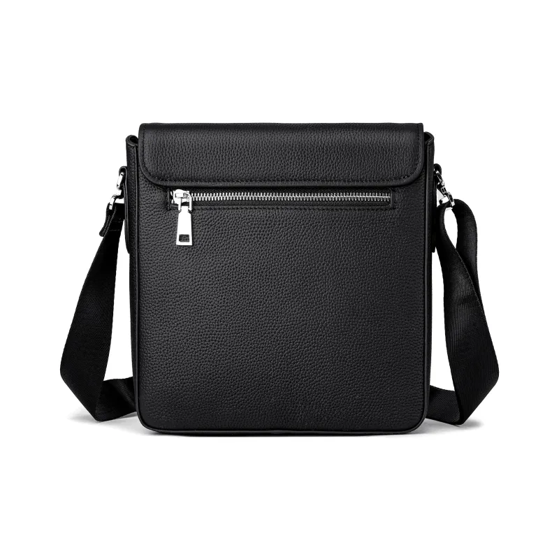 FAIRWHALE Cow Leather Crossbody Bag Small Square Bag Shoulder Bag Regular Men's Black/Navy Blue-3