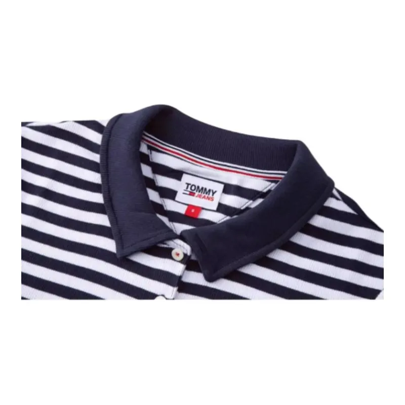Tommy Hilfiger Polo Shirts Women's Dark Blue White Stripes C87-4