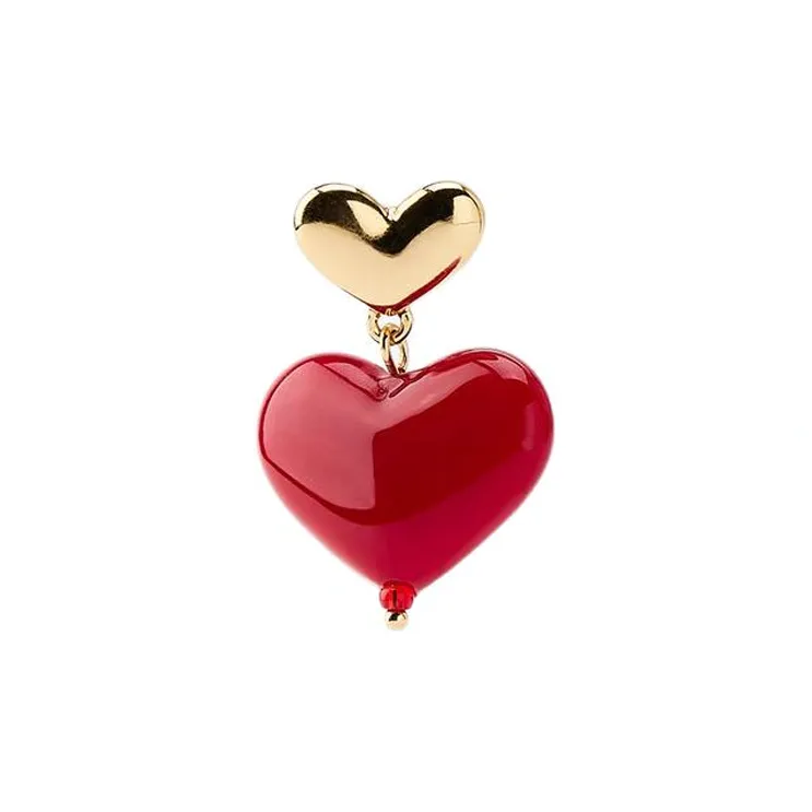 ZARA Crystal Earrings Women's Red-2