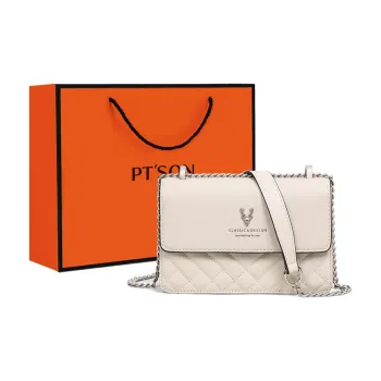 PT'SON Cow Leather Small Square Bag Shoulder Bag Crossbody Bag Regular Women's Ecru