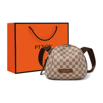 PT'SON PVC Small Round Bag, Shoulder Bag, Crossbody Bag Women's Coffee