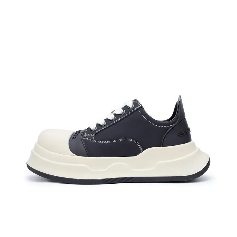 ESTEE GEEA Coverage Anti-Slip Wear-Resistant Breathable Height Increasing Low-Top Skateboard Shoes Unisex White Black-0
