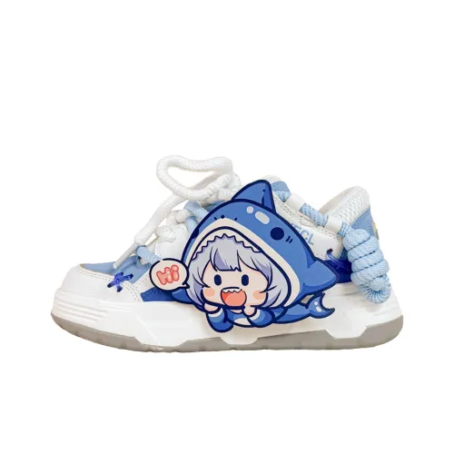 A&M Anti-Slip Wear-Resistant Low-Top Skateboard Shoes Women's White Blue