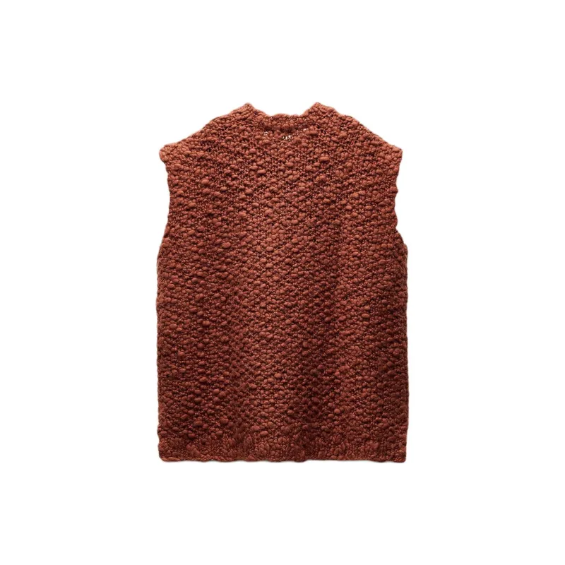 ZARA Vests Women's Brown-1