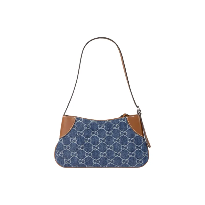 GUCCI GG Emblem Denim Shoulder Bag Extra Mini Women's Blue-3
