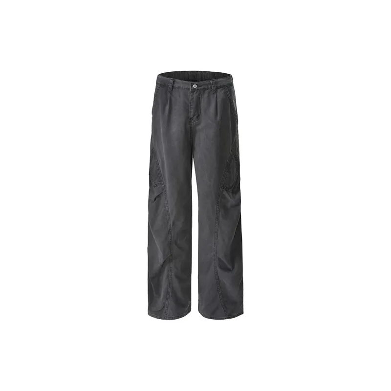 BLANC & ECLARE Wide Leg Scimitar Slimming Draped Floor Length Jeans Unisex-4