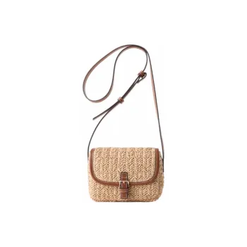 ZARA Raffia Fiber Crossbody Bag Women's Light Beige Yellow