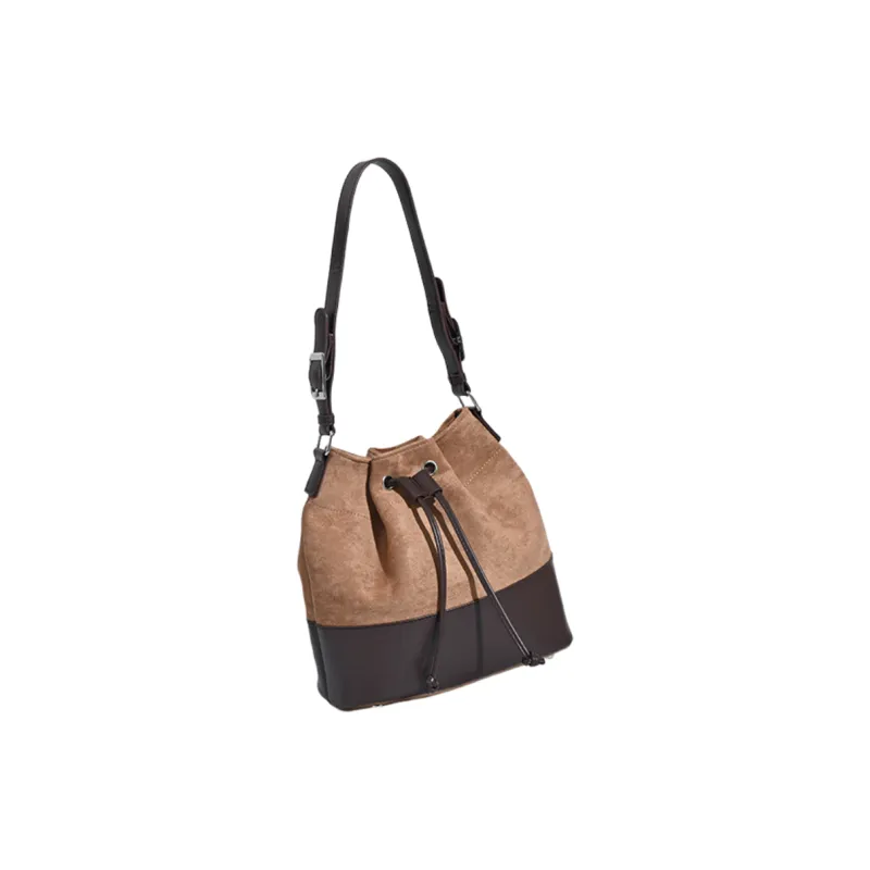 NOMK Suede Shoulder Bag Women's Brown/Coffee/Black-1