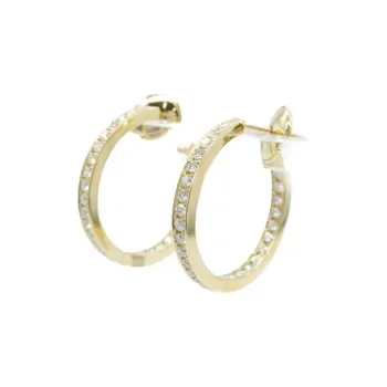 Cartier 2010s Pre owned 18K Yellow Gold Classic Hoop Diamond Earrings