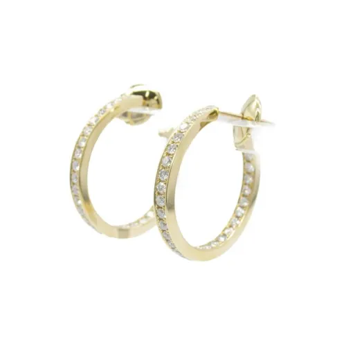 Cartier 2010s Pre owned 18K Yellow Gold Classic Hoop Diamond Earrings