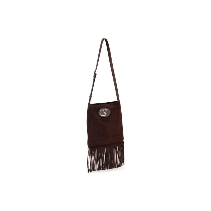 Valentino GARAVANI Small Nubuck Shoulder Bag Women's Brown-1